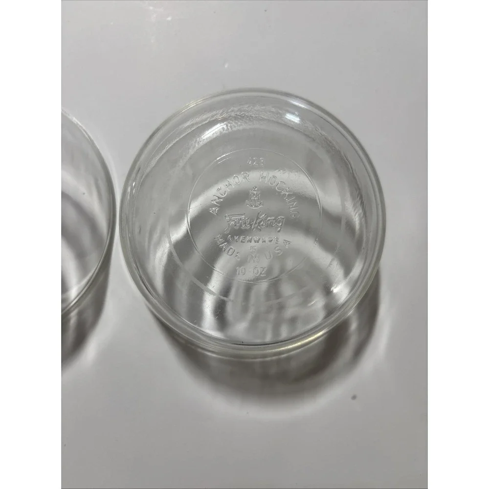 Vintage Anchor Hocking 10 Oz. Fire King Ovenware Glass Bowls Set Of 2 #428 EUC